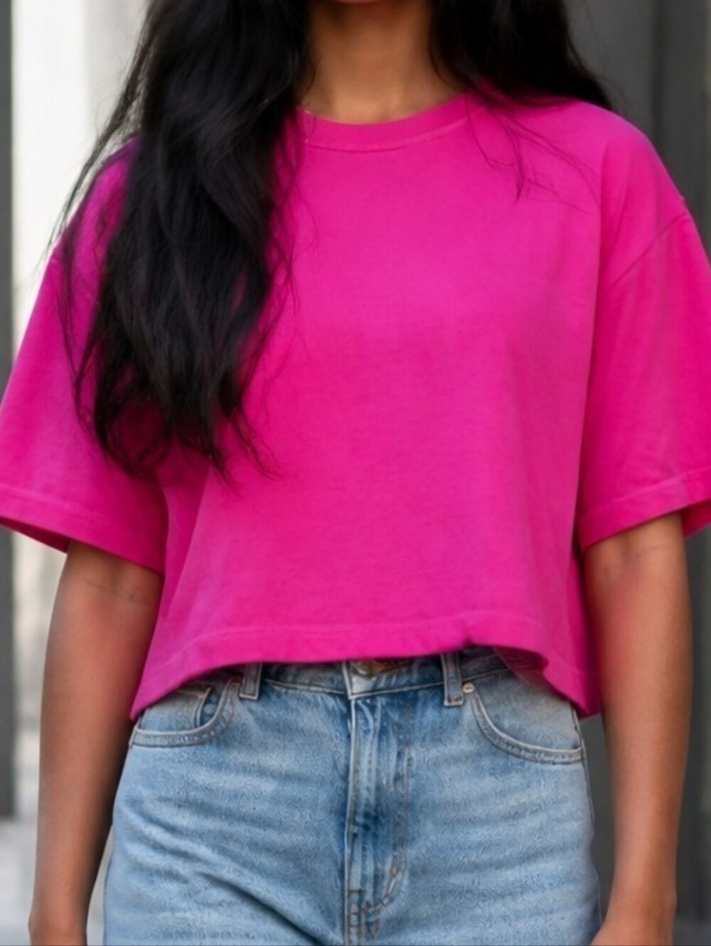 Hot Pink Cropped Short Sleeve T-Shirt Boxy Fit Gap Kids Girls Size XL 12 NWT